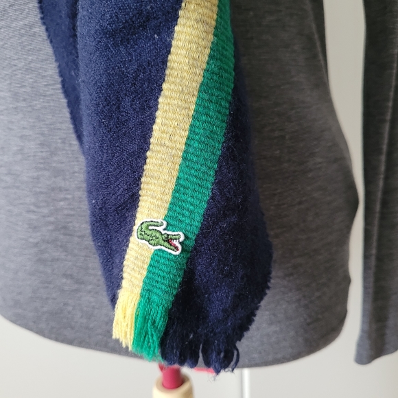 Lacoste Live Fringed Wool Scarf Multicolour Stripes - Picture 8 of 9
